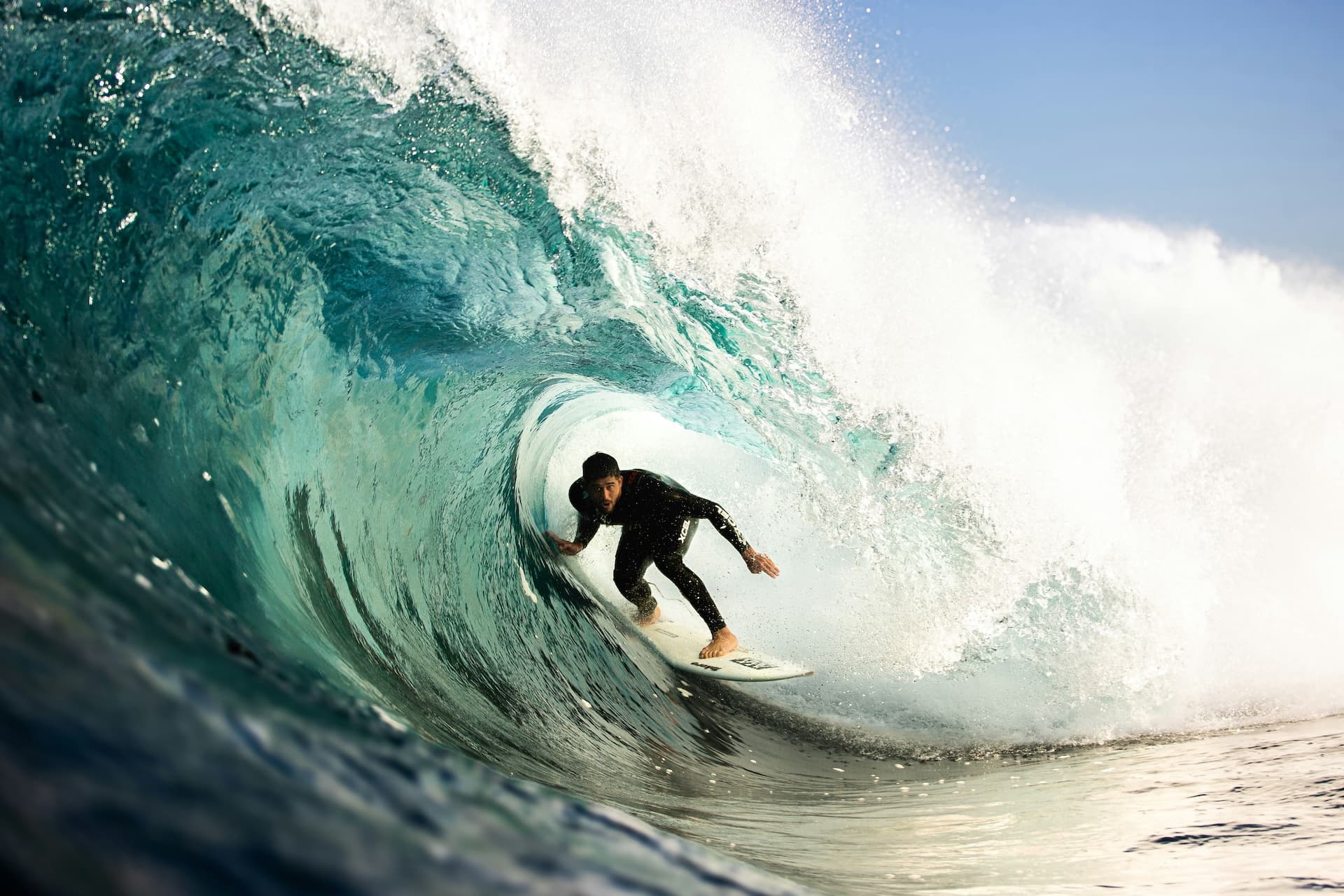 Surfer in a barrel