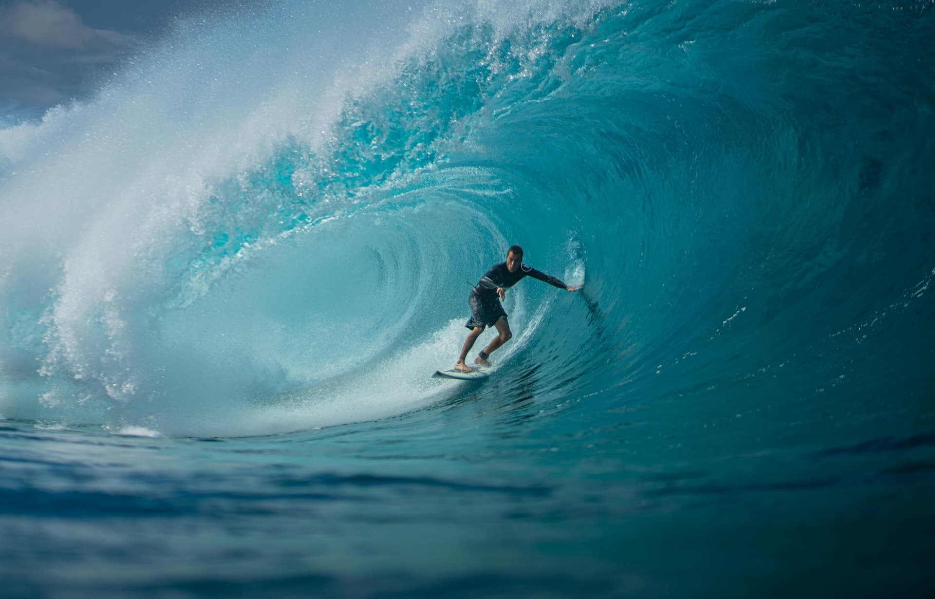Surfer riding a barrel